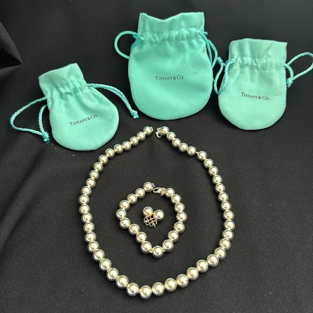 Tiffany & Co. Silver 10 mm Bead 3 pc Jewelry Set